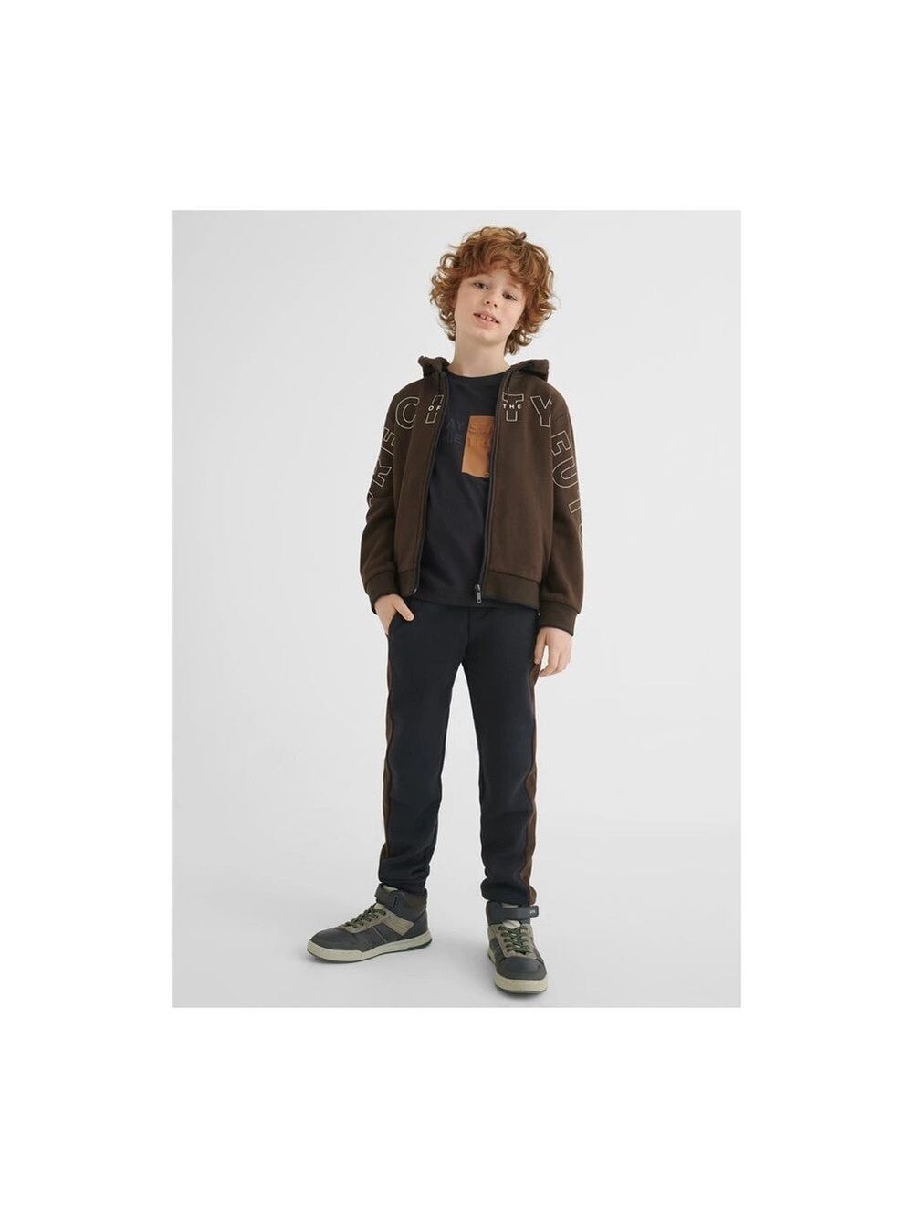 Size 18 Boys Mayoral Chocolate Brown and Midnight Black Kids Jogger Set
